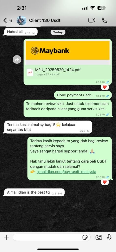 Buy USDT Malaysia Ajmal Idlan