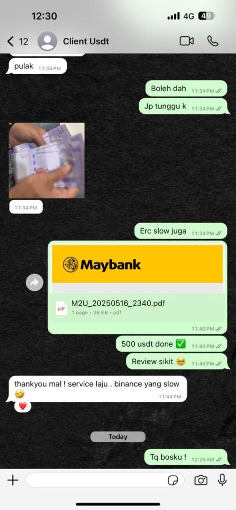 Client Testimoni Buy USDT Malaysia Ajmal Idlan